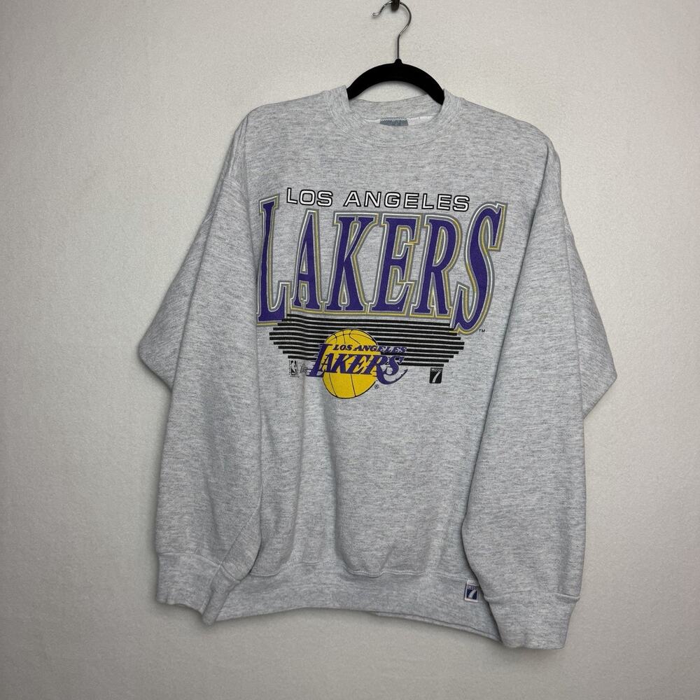 Vintage 90s Los Angeles Lakers NBA Gray Crewneck Sweatshirt Size XL Logo 7